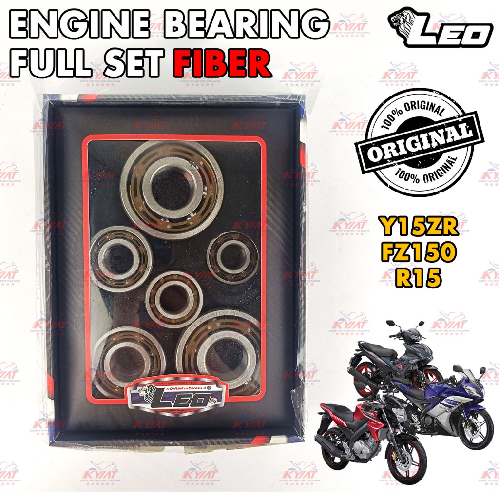 LEO Engine Bearing Full Set Fiber สําหรับ Y15ZR/FZ150/R15 (8 ชิ้น) รถจักรยานยนต์