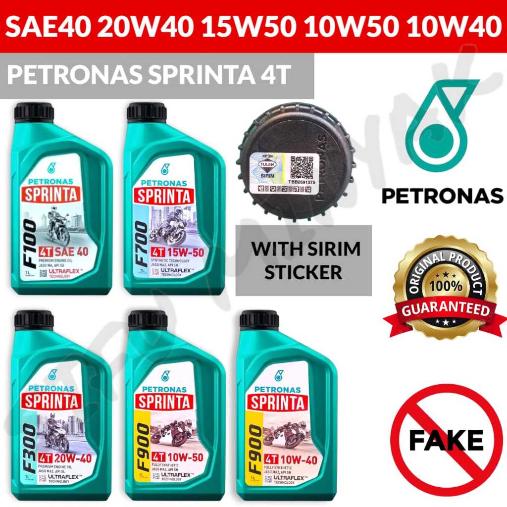 PETRONAS SPRINTA 4T F700 15W50 F100 SAE40 F300 20W40 F900 10W50 เครื่องยนต์น้ํามันรถจักรยานยนต์ MINY