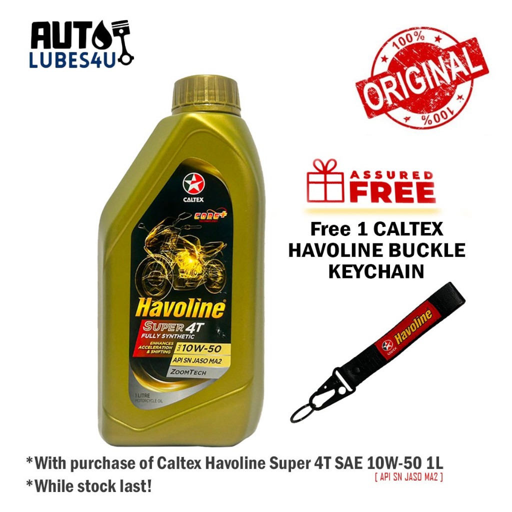 Caltex Havoline Super 4T 10W50 Fully Syn 1L (พวงกุญแจ FOC) - น้ํามันมอเตอร์ไซค์ Caltex