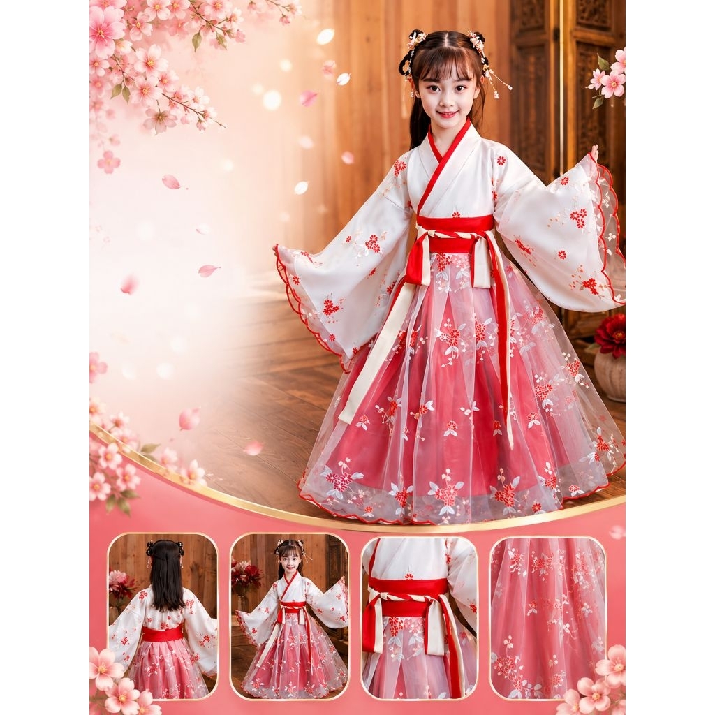 MWP เด็กเครื่องแต่งกายโบราณ Hanfu Tradisional สาวชุดเจ้าหญิง cny คอสเพลย์ประสิทธิภาพ