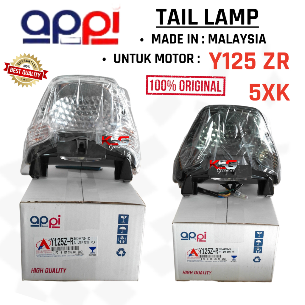 YAMAHA Y125ZR Y125 ZR 5XK TAIL LAMP APPI MADE IN LAMPU BELAKANG TINTED 5XK-H4710-10C