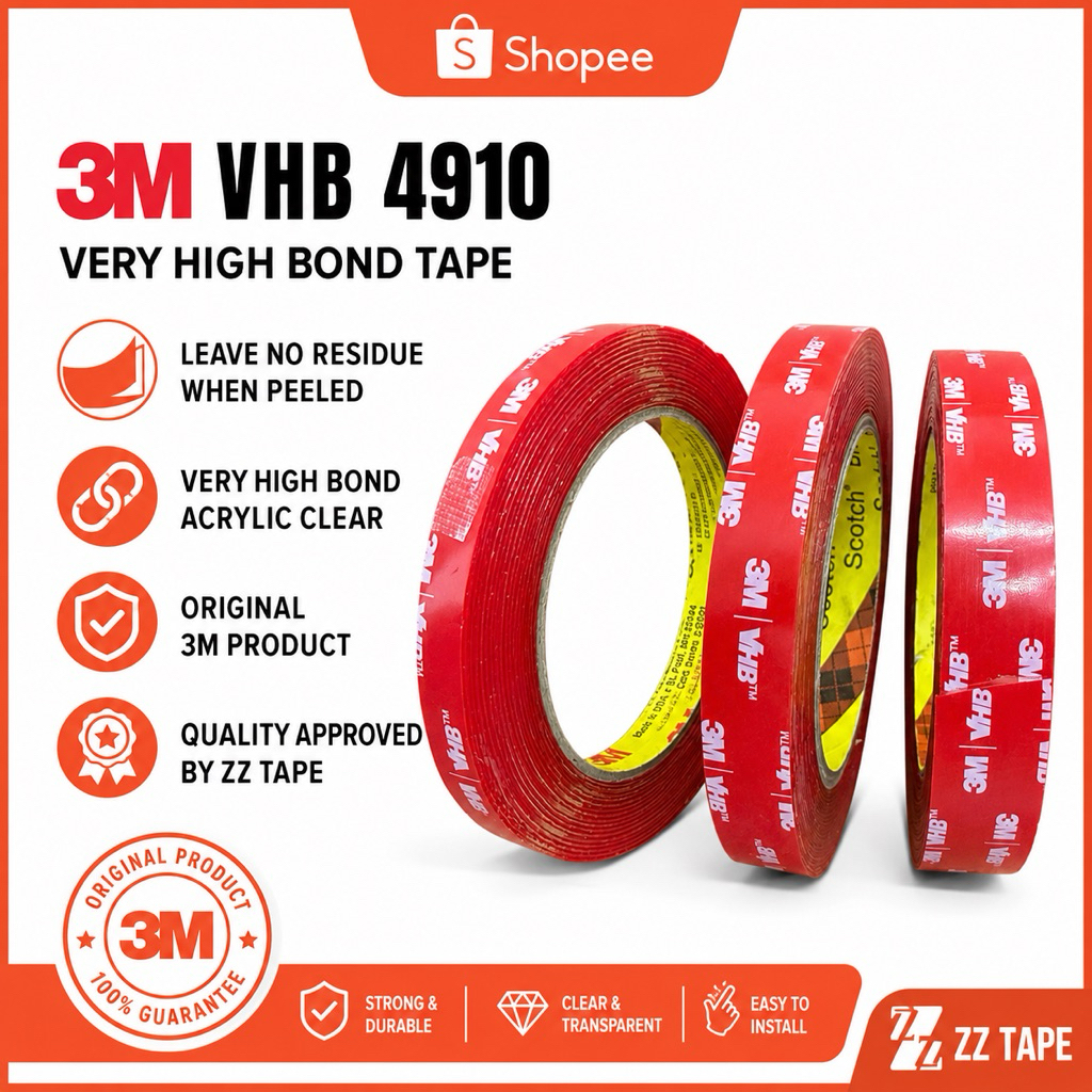 3M VHB 4910 เทปใสสองด้าน 10 มม. 15 มม. 20 มม.