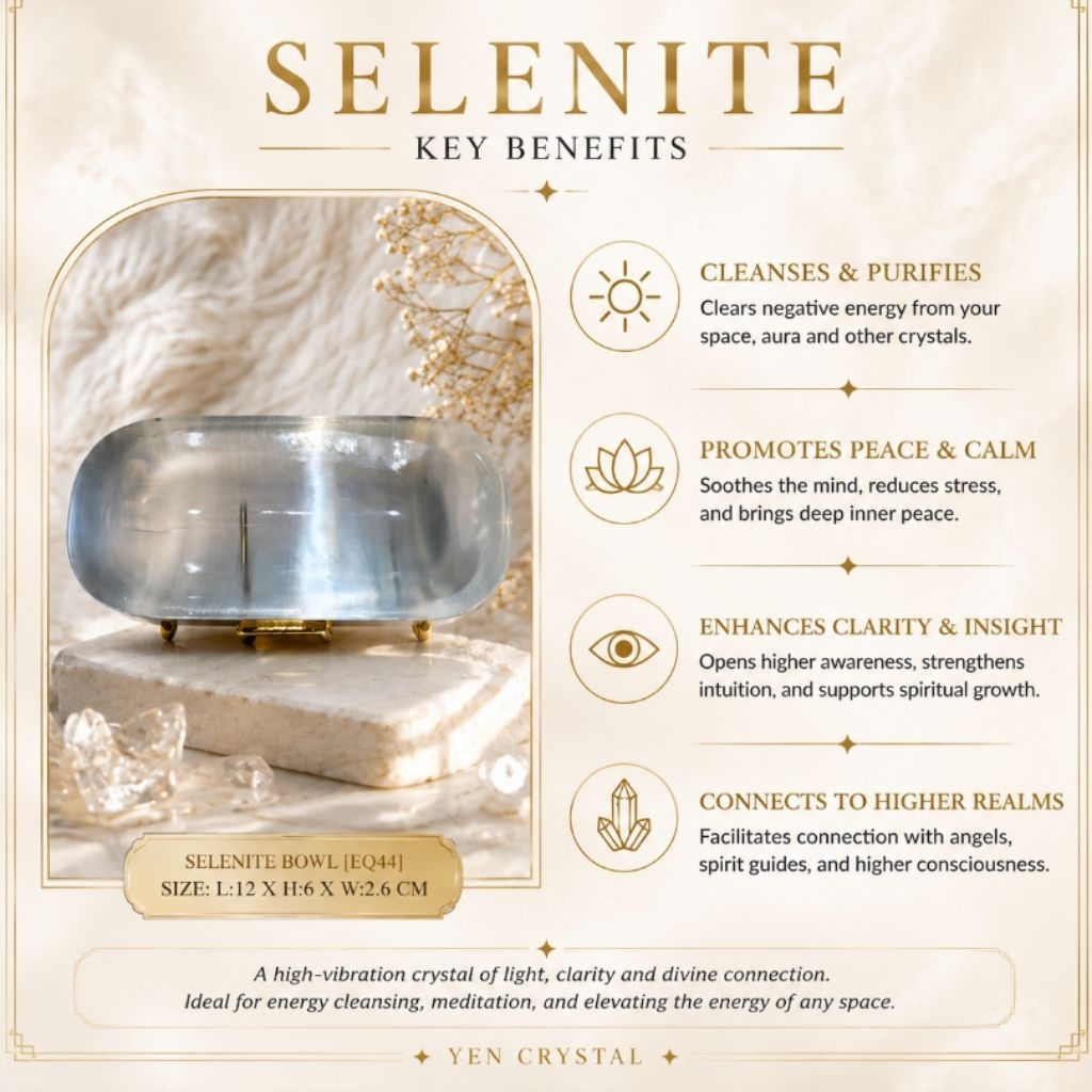 ✨SELENITE BOWL จาก MOROCCO*PREMIUM QUALITY* HIGH ENERGY[EQ44] สุดยอดเพื่อการทําให้บริสุทธิ์ ความชัดเ