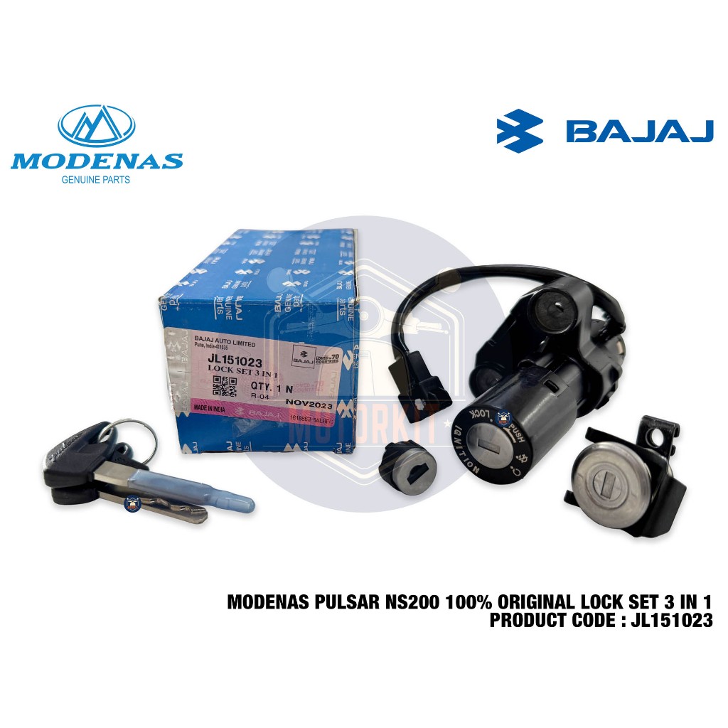 MODENAS PULSAR NS200 NON ABS BAJAJ MAIN IGNITION SWITCH และชุดกุญแจ 3 ใน 1 KUNCI UTAMA JL151023