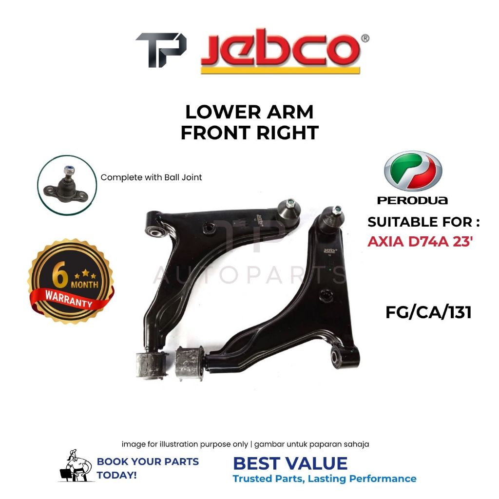 JEB LOWER ARM FRONT PERODUA AXIA D74A 23 - รับประกัน 6 เดือน (FG/CA/132 - FG/CA/131)