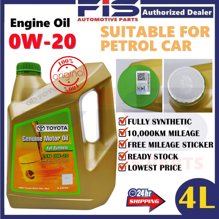 FIS Toyota น้ํามันเครื่อง 0W20 สังเคราะห์ Nissan Toyota Minyak Enji Hitam Kereta 0W-20 4L