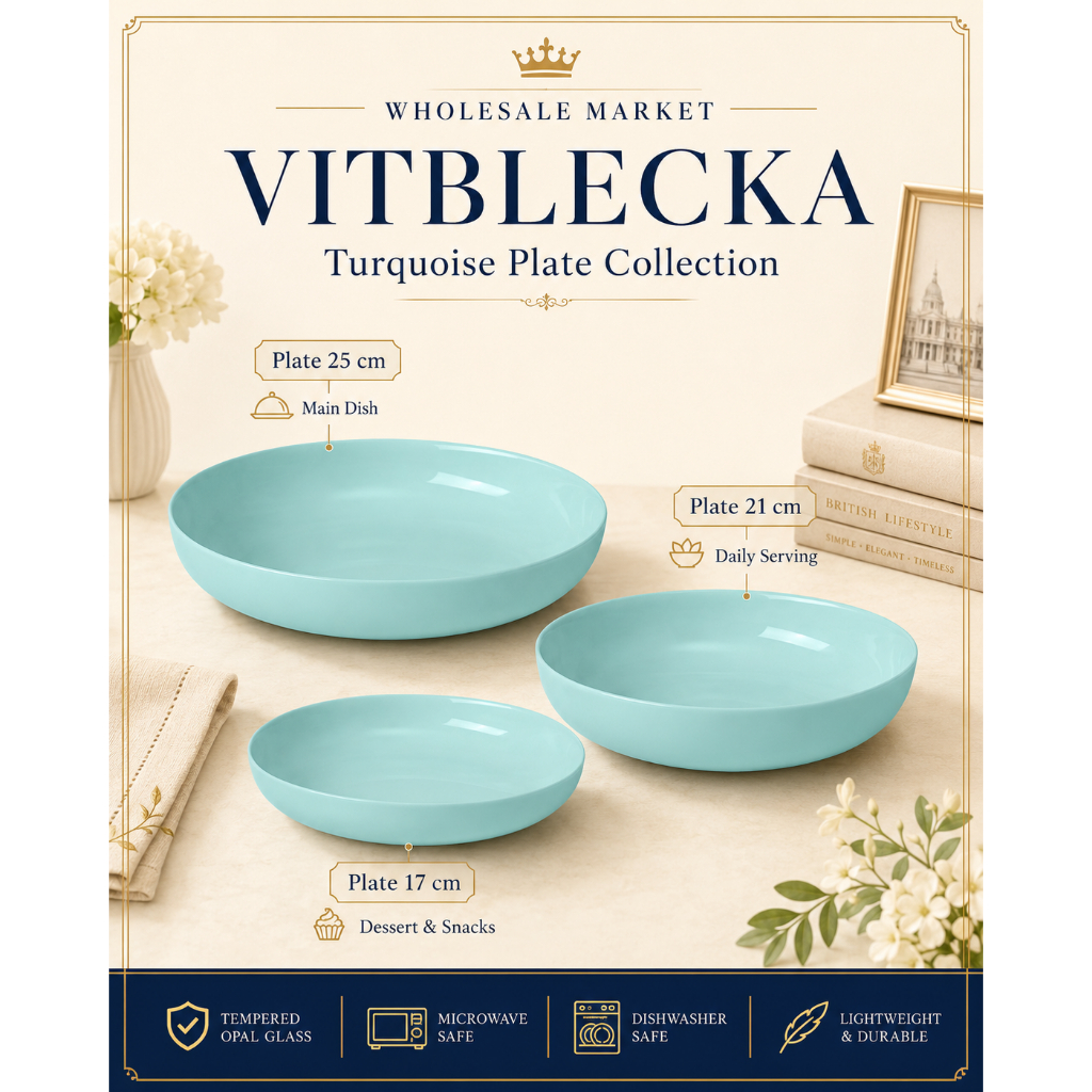 Turquoise Tempered Opal Glass Deep Plate 17/21/25cm เครื่องล้างจานไมโครเวฟ Safe Kitchen Tableware