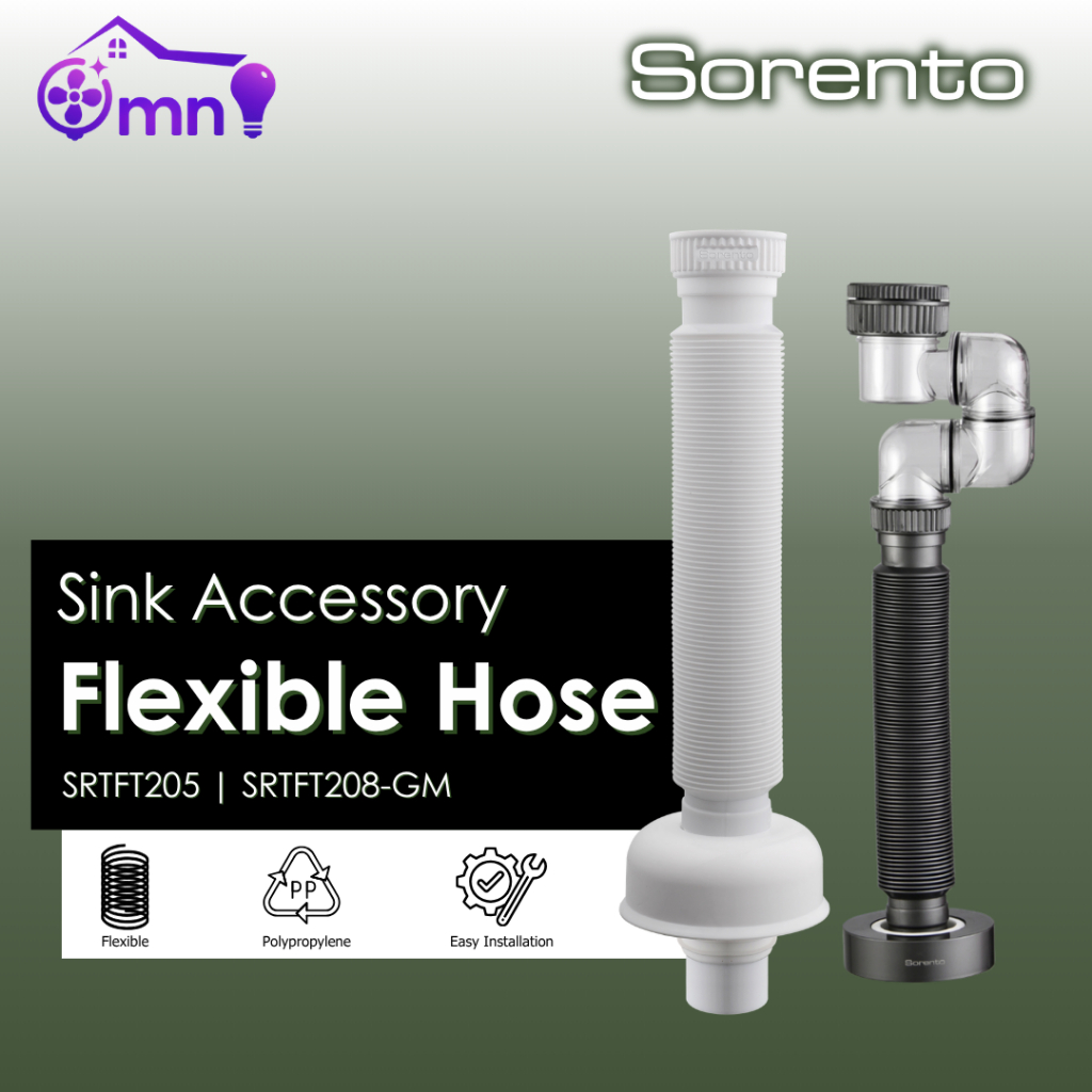 Sorento SRTFT205 SRTFT208-GM อ่างล้างหน้าท่อยืดหยุ่น PP Sink ท่อระบายน้ํา Saluaran besen Sink Dapur 