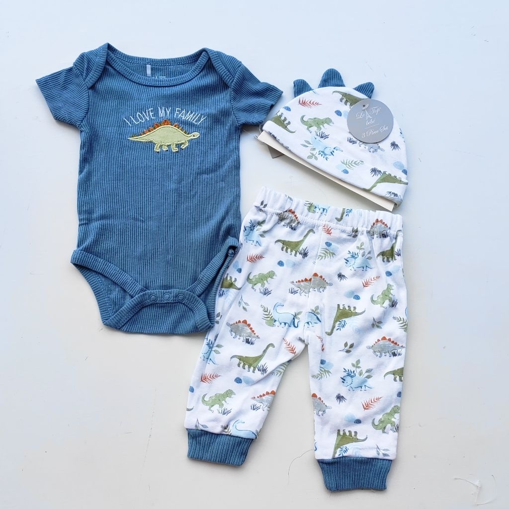 Le top bebe cotton baby boy 3pc(0-3m)