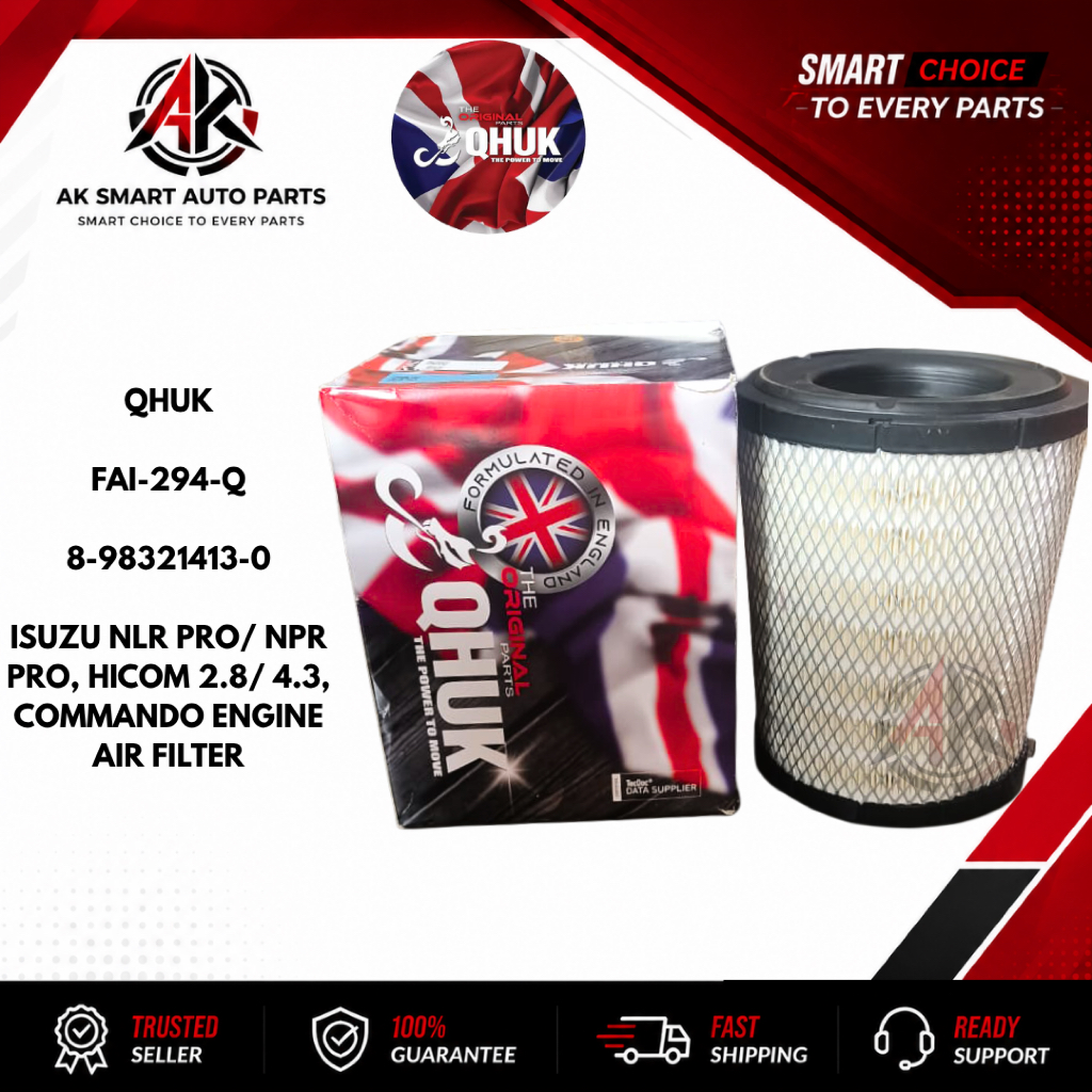 QHUK FAI-294-Q กรองอากาศสําหรับ Isuzu NLR Pro/NPR Pro/Hicom 2.8/4.3 เครื่องยนต์ - 8-98321413-0