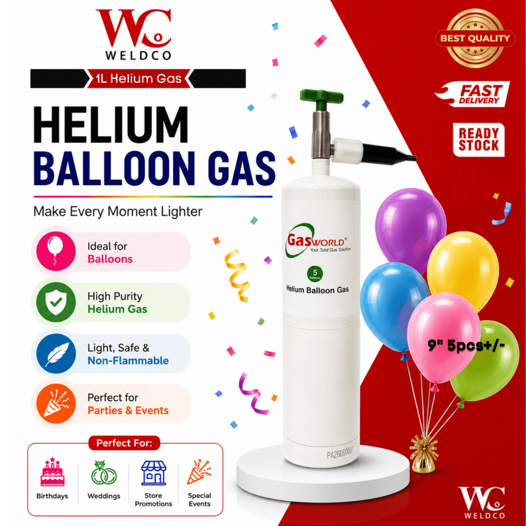 (มาใหม่) Gasworld แบบใช้แล้วทิ้งประเภท 1L Helium Balloon Gas/ Helium Balloon Tank/Parti Helium Belon
