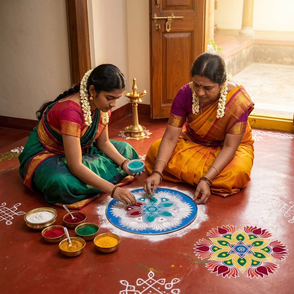 Rangoli Kolam Stencil Kolam Thattu 12 นิ้ว Deepavali ตกแต่ง