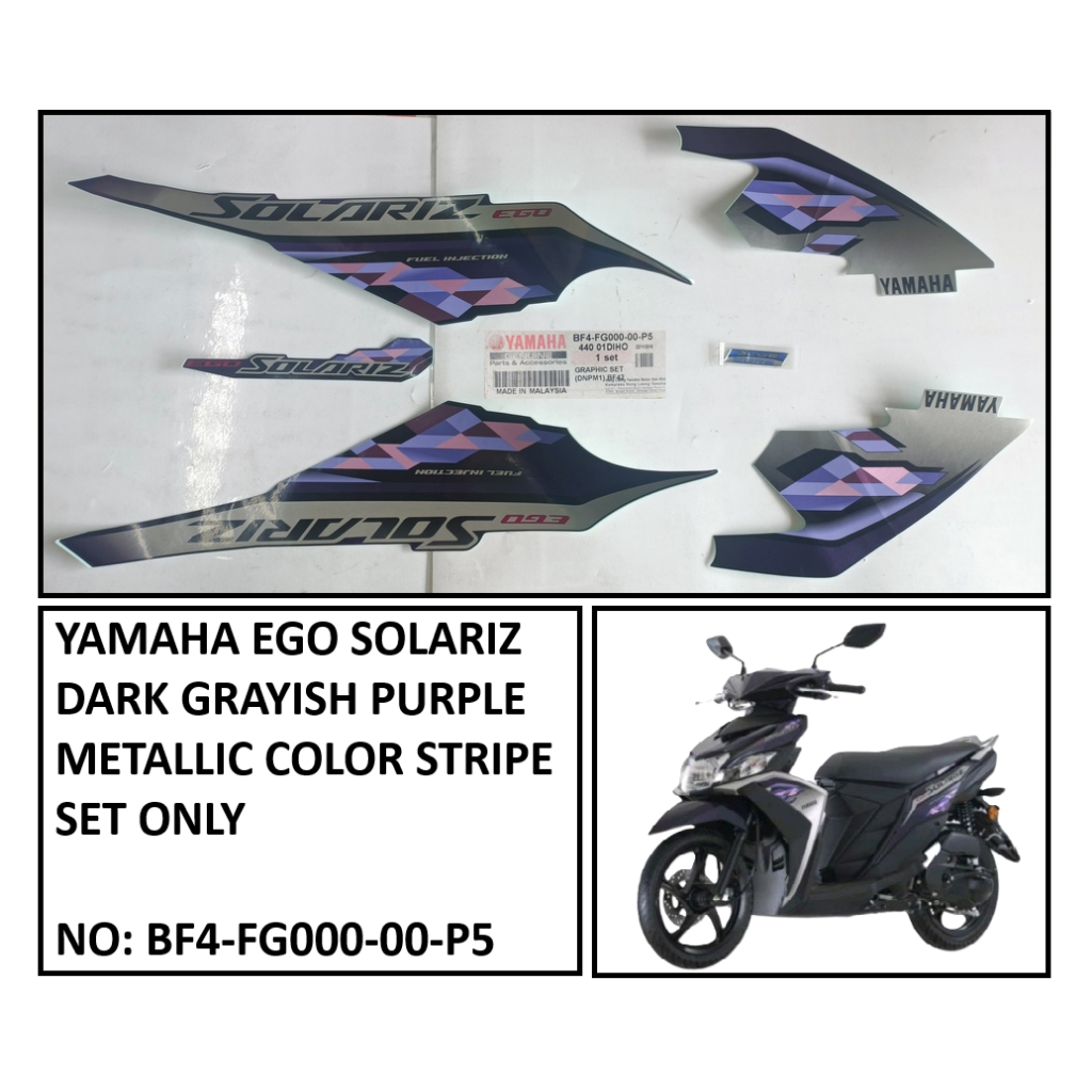 YAMAHA EGO SOLARIZ DARK GREYISH PURPLE STRIPE/GRAPHIC SET (BF4-FG000-00-P5)