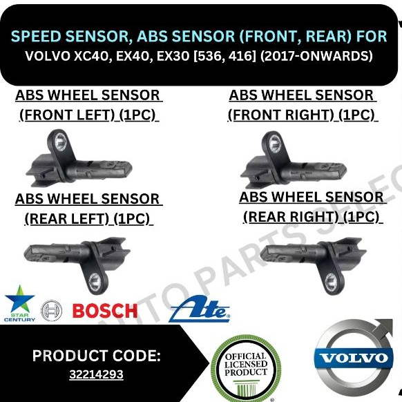 VOLVO (OEM) RPM SENSOR, ABS WHEEL SPEED SENSOR (FRONT, REAR) สําหรับ VOLVO XC40, EX40, EX30 [536, 41
