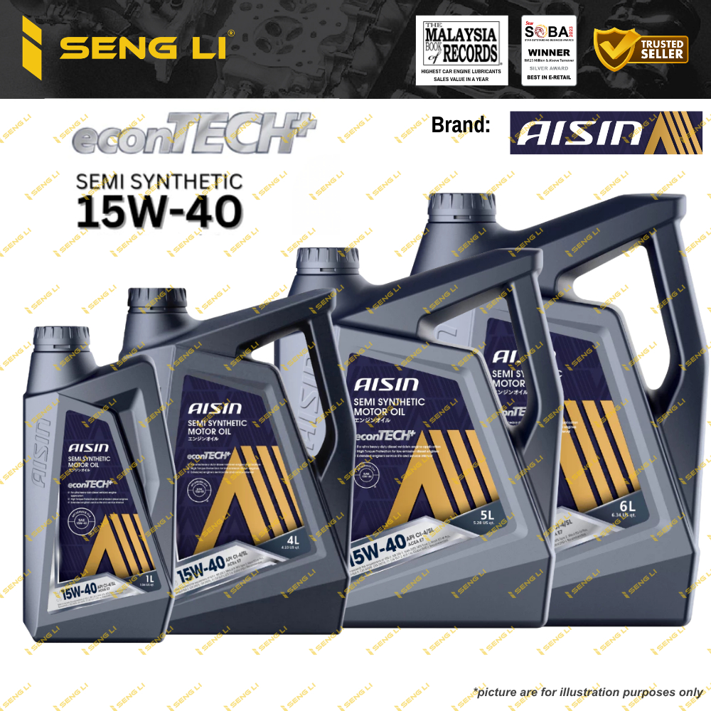 น้ํามันเครื่อง AISIN 15W40 CI-4 Minyak Hitam Lori Hilux Triton 4x4 (1L / 4L / 5L / 6L / 7L)