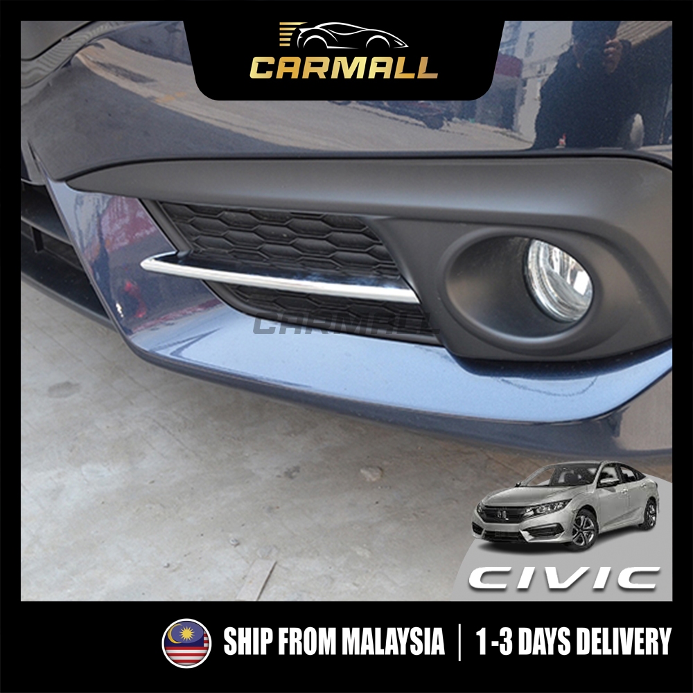 Honda Civic FC 10th ไฟตัดหมอก Center Chrome Lining ไฟตัดหมอกด้านหน้าฝาครอบ 2016-2021 Civic 10th FC F