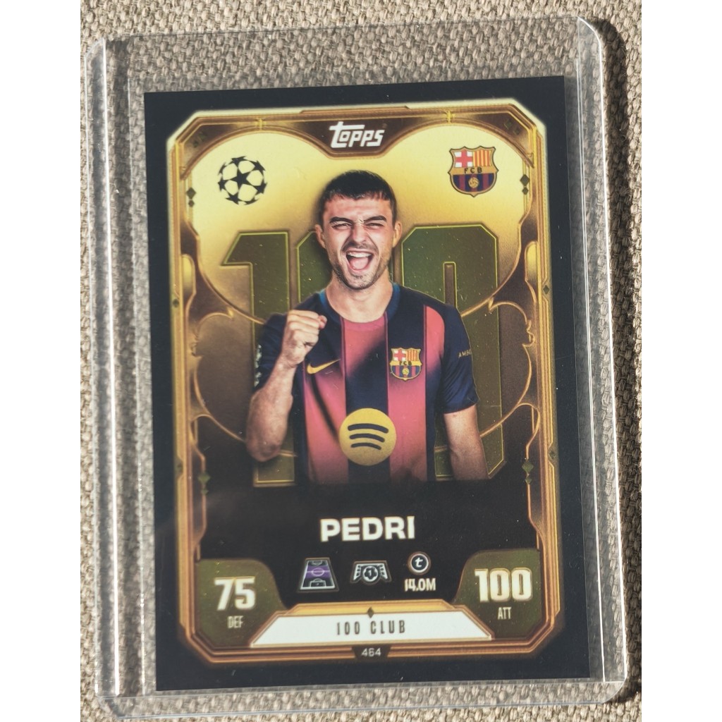 PANINI TOPPS FOOTBALL SPECIAL 100 CLUB BARCELONA PEDRI SPAIN LIMITED EDITION CARD + TOPLOADER