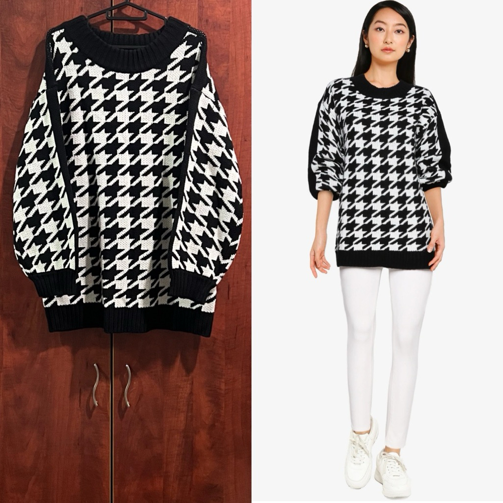 เสื้อไหมพรม Zalora Houndstooth
