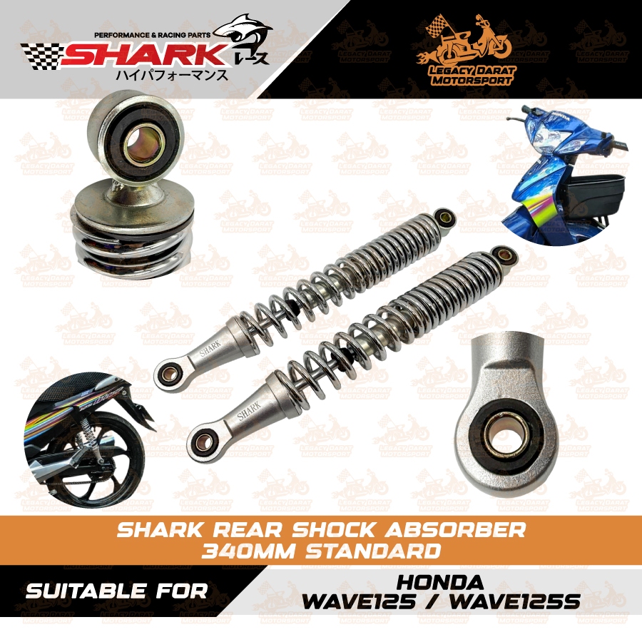 SHARK REAR SHOCK ABSORBER 330MM STANDARD สี CHROME สําหรับ HONDA WAVE125 / WAVE125S