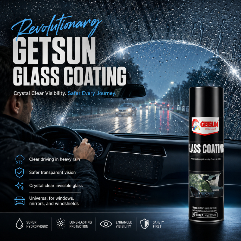 GETSUN เคลือบกระจก 200ml – ตัวป้องกันกระจกรถยนต์และบ้าน, ไล่แมลง, ป้องกันหมอกและคราบ