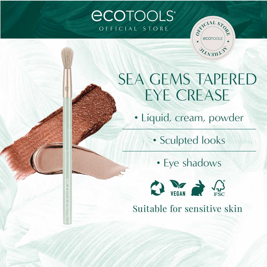(ใหม่ LAUNCH) Ecotools Sea Gems Tapered Eye Crease แปรงแต่งหน้า (สําหรับอายแชโดว์)
