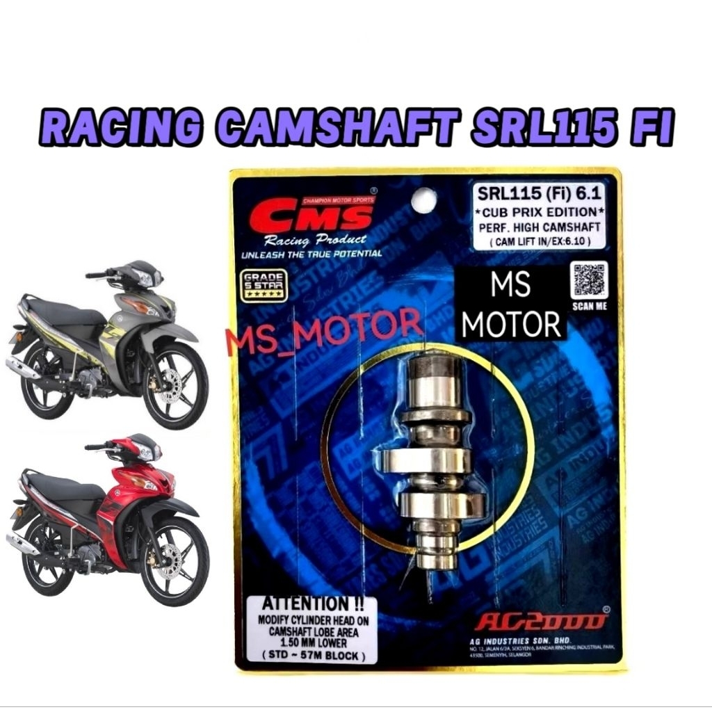 SRL115 FI CMS RACING CAMSHAFT LAGENDA SRL 115FI CAM SHAFT SRL115FI RACING YAMAHA