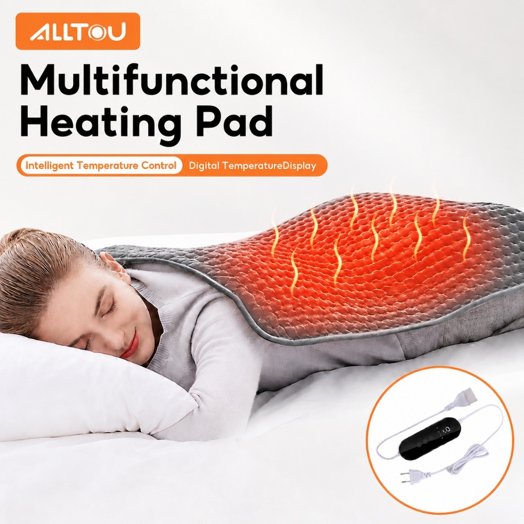 ALLTOU แผ่นทําความร้อนไฟฟ้า บรรเทาอาการปวดผ้าห่มความร้อนมัลติฟังก์ชั่น Bantal Panas Untuk ระยะเวลา