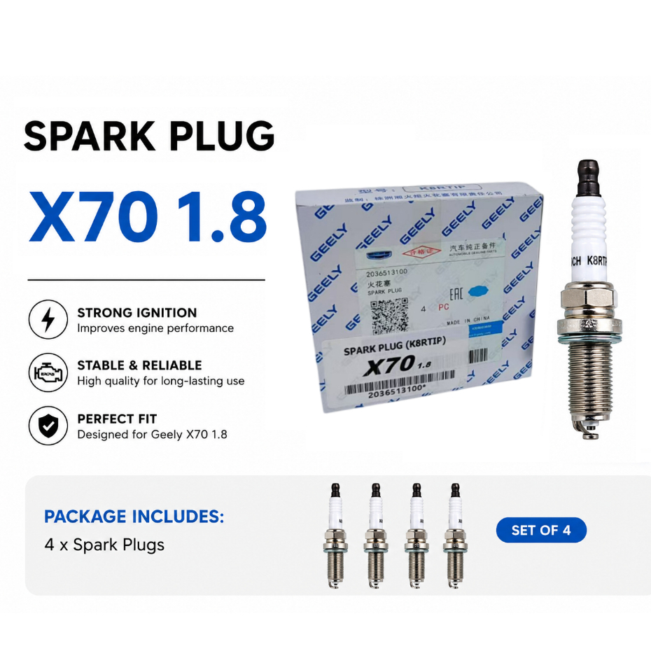 GEELY SPARK PLUG 2036513100 PROTON X70 1.8 K8RTIP 1 ชุด = 4 ชิ้น
