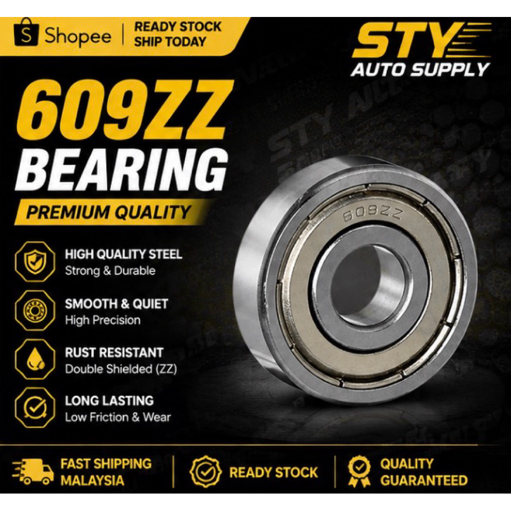 609ZZ Bearing 9x24x7mm Deep Groove Ball Bearing Double Shield ZZ ความแม่นยําสูง