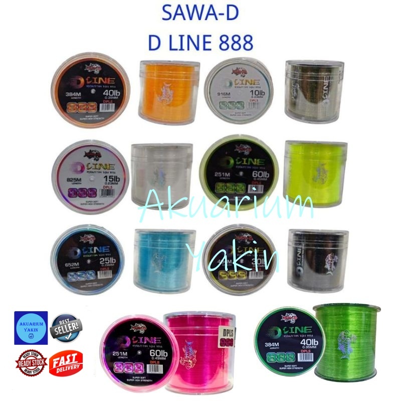 4077 SAWA-D D LINE 888 MONO FISHING LINE TALI PANCING PERAMBUT SAWAD