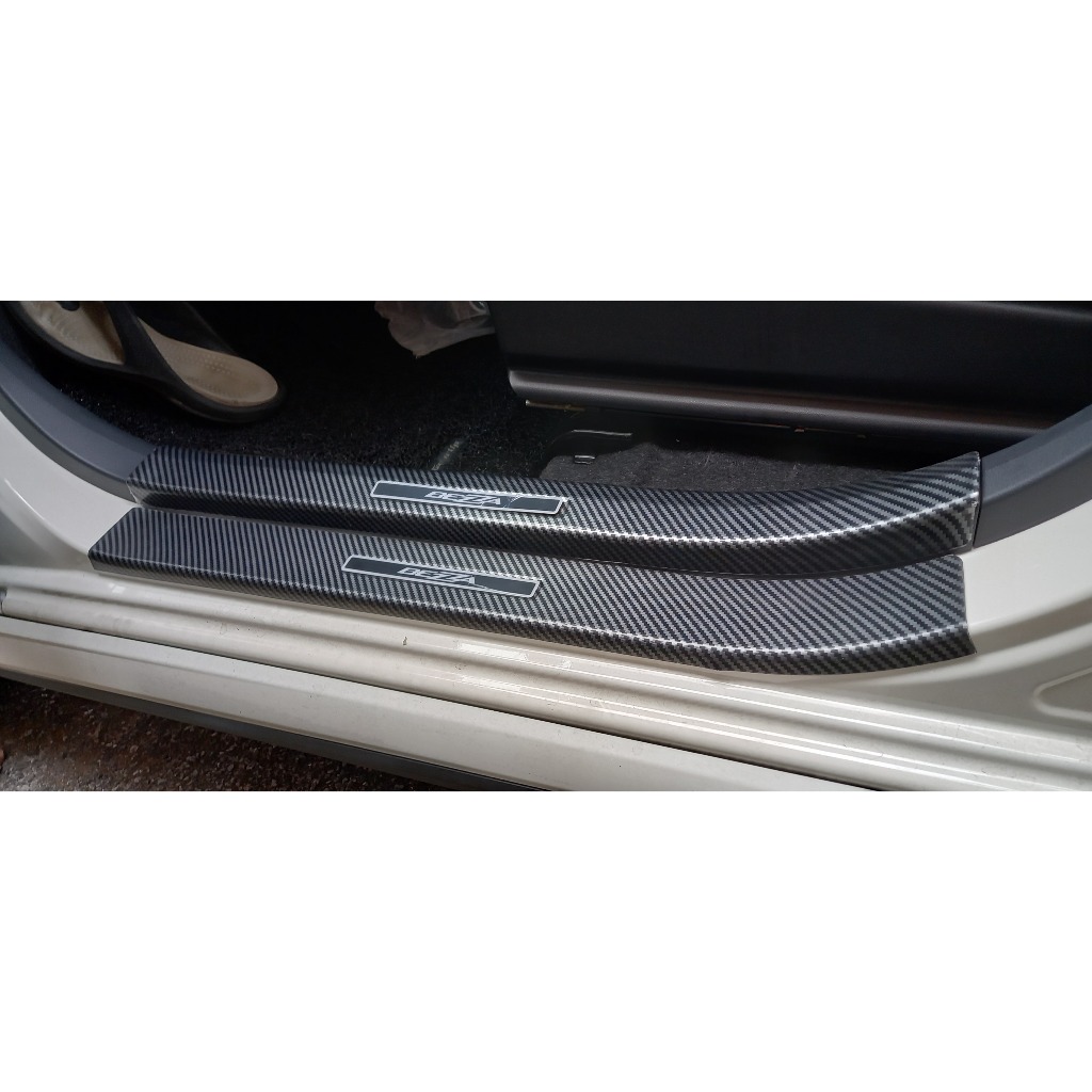 PERODUA BEZZA ABS คาร์บอน FIBRE FINISHING SILL PLATES จานด้านข้าง BOOT N BUMPER PLATES