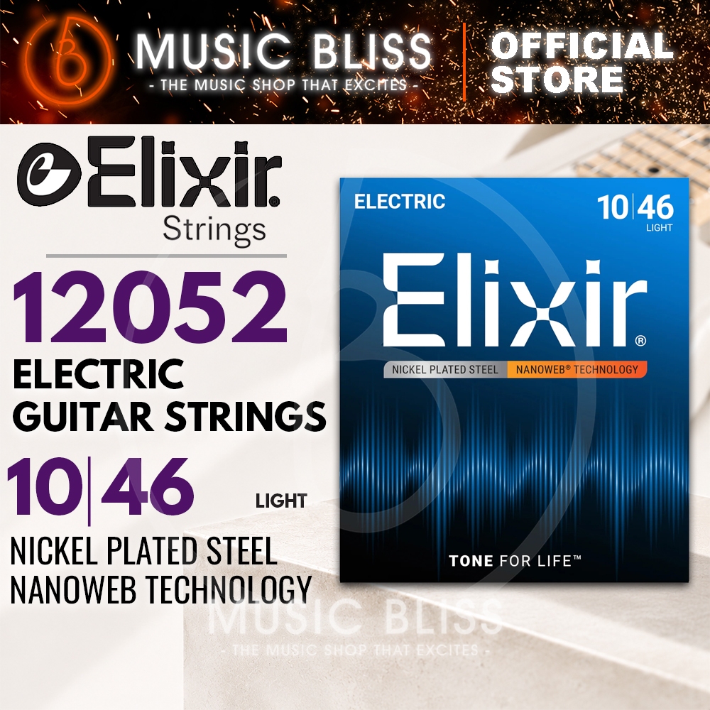 สาย Elixir สายกีตาร์ไฟฟ้า Nanoweb .010-.046 แสง (12052)