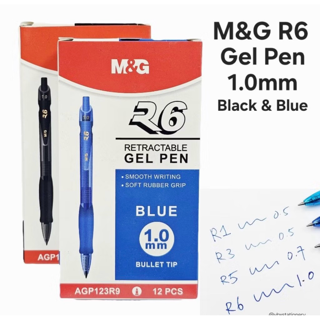 M&G R6 ปากกาเจล 1.0 มม. 12 ชิ้น 1 กล่อง AGP123R9
