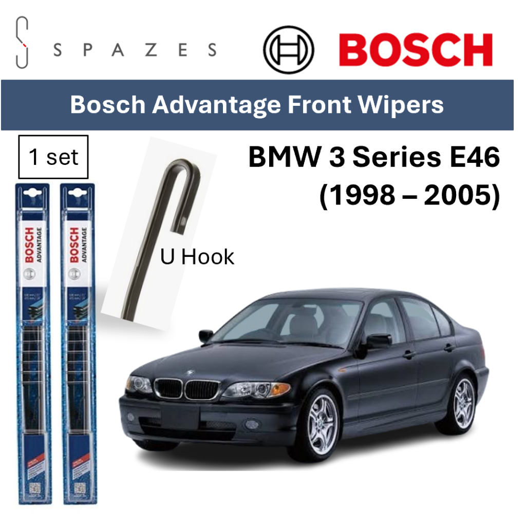 (1998-2005) ที่ปัดน้ําฝน BMW 3 Series 436 ที่ปัดน้ําฝน BMW E36 Bosch Advantage U Hook Front Wiper