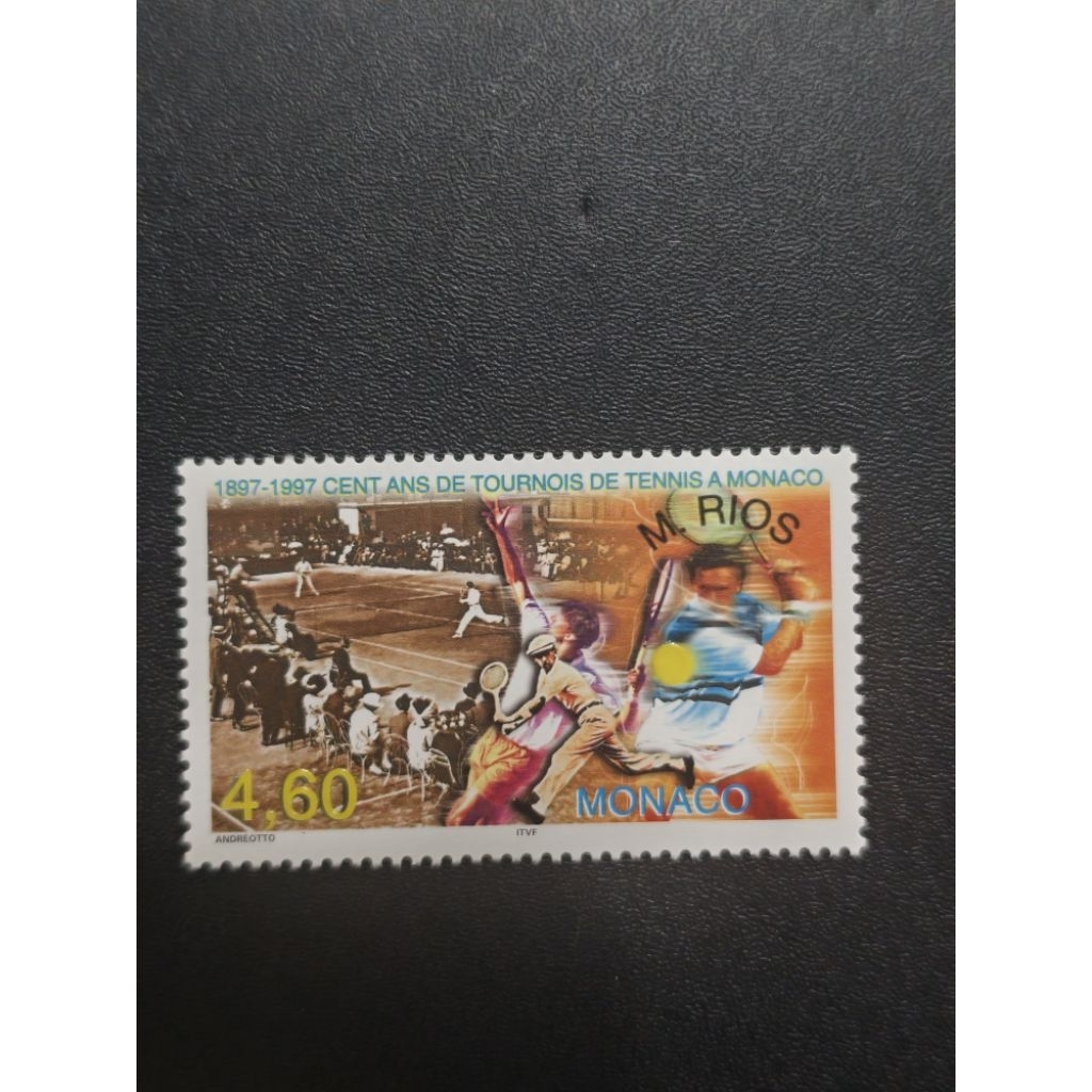 AQ082 Monaco ปี 1997 Tennis Tournament Overprint M RIOS แสตมป์ค่าเดียว 1v VF MNH