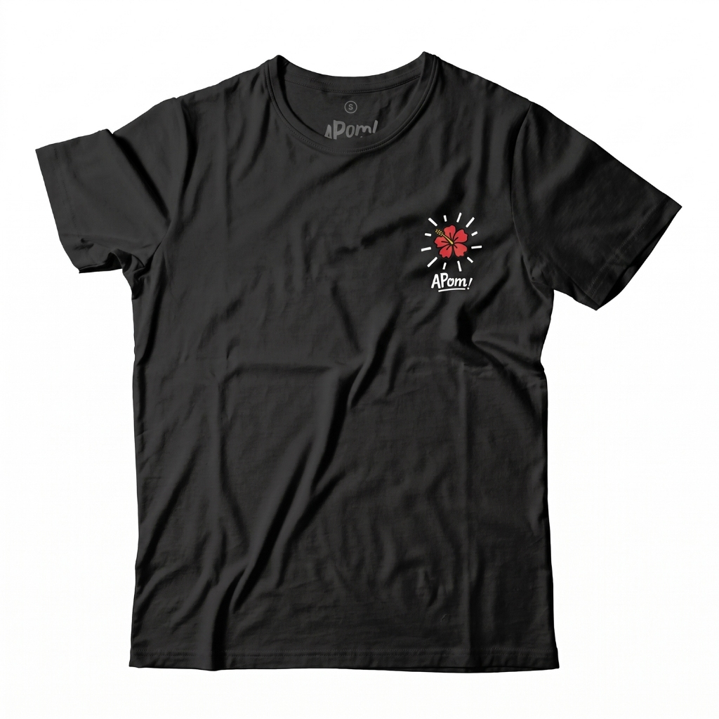เสื้อยืด APOM Doodle Hibiscus สีดํา
