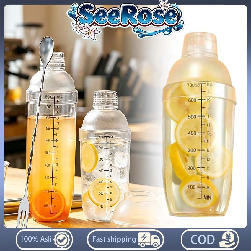 500/700ml Scale Cocktail Shaker เรซิ่น PC Mixer Cocktail Shaker