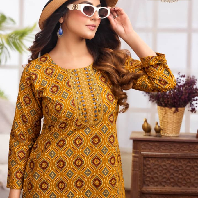 JM Couture พรีเมี่ยมผ้าฝ้ายสั้น Kurti