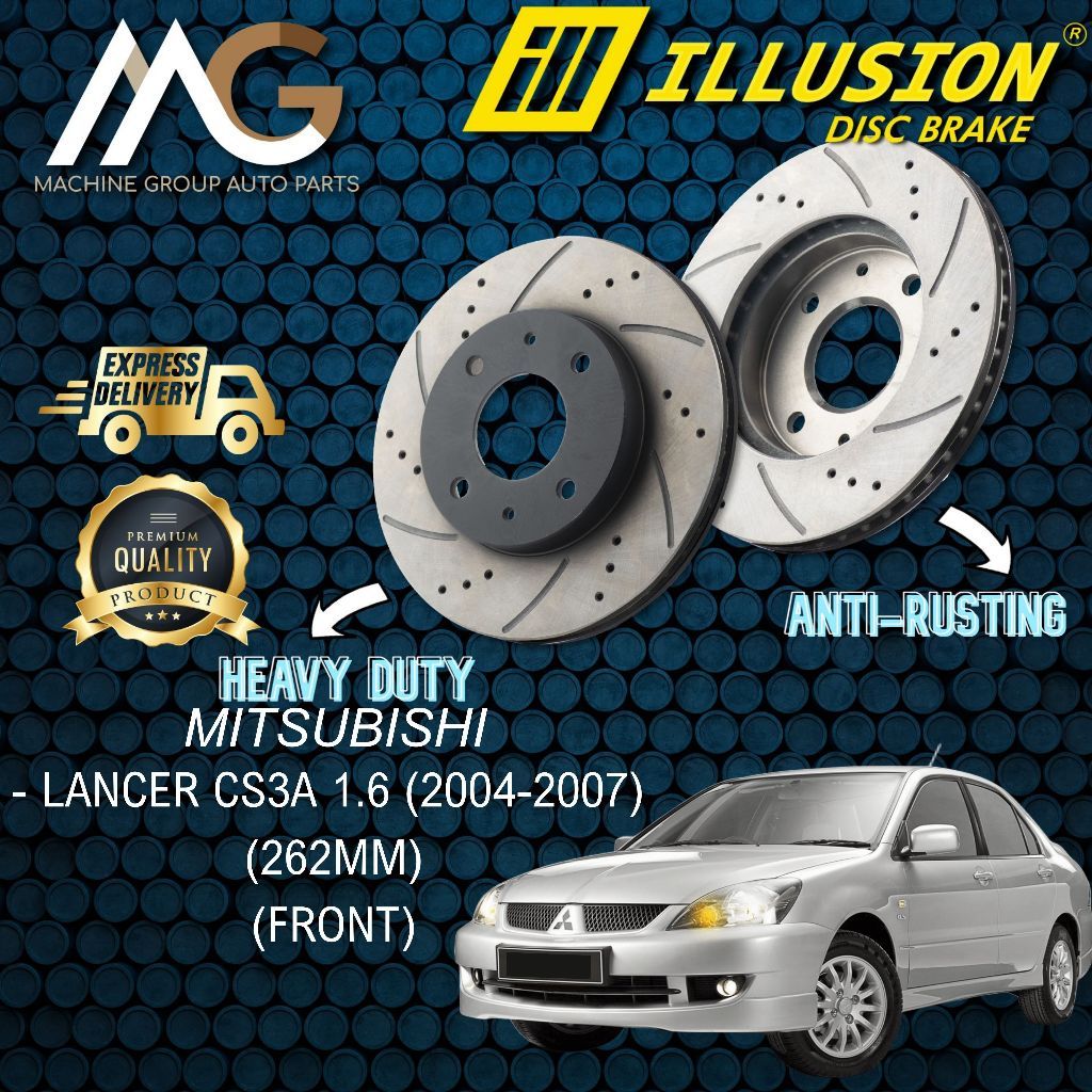 ภาพลวงตา Mitsubishi Lancer CS3A 1.6 (2004~2007) (262MM) ด้านหน้า (Depan) Sport Disc Rotor Slotted & 
