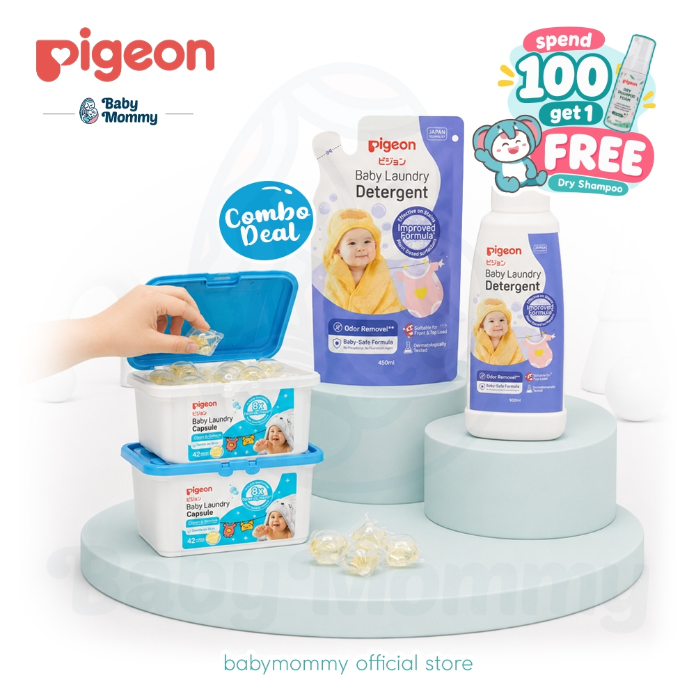 เบบี้มัมมี👶Pigeon Baby Laundry Detergent Bottle Refill Pack Pigeon Laundry Capsule Wash Clothes Chil