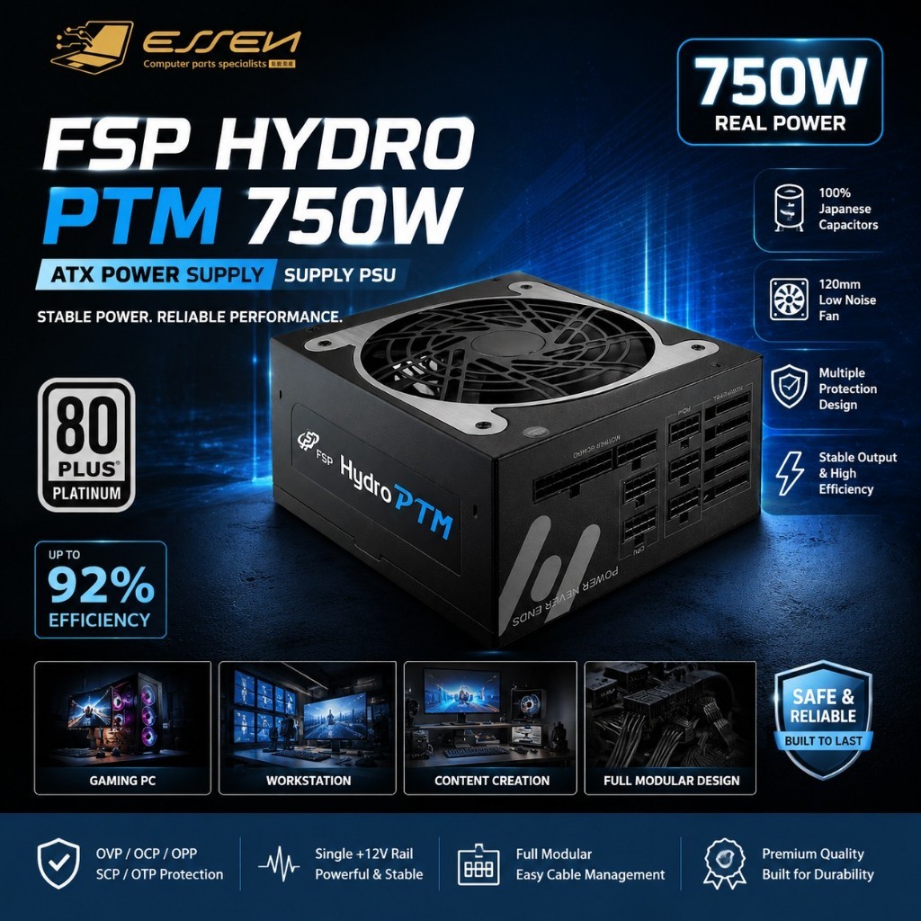 REFURBISHED FSP HYDRO PTM 750W ATX POWER SUPPLY PSU 80 PLUS PLATINUM FULLY MODULAR