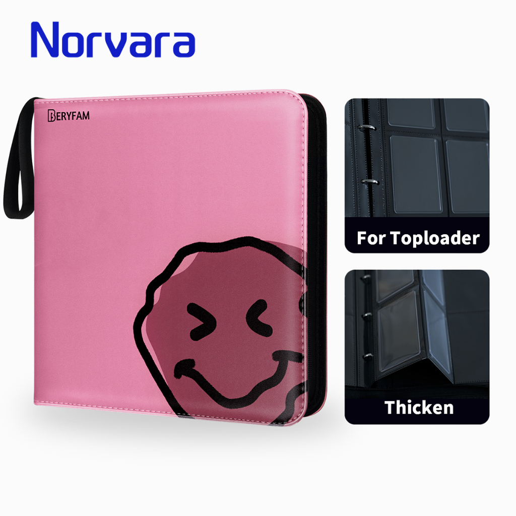 BERYFAM Toploader Binder อัลบั้มสีชมพูสีดํา Binder 240Pocket สําหรับและการ์ดสะสม Blueberry Series