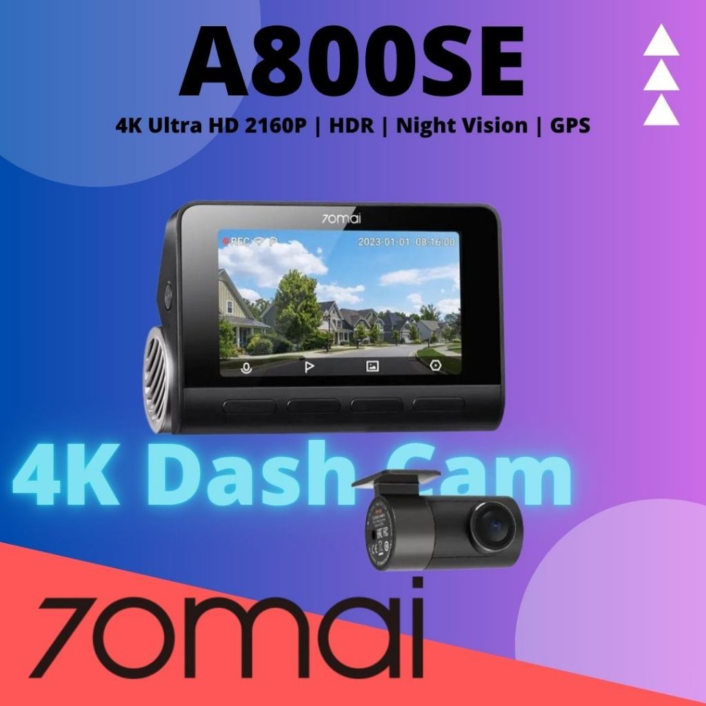 70mai A800SE 4K Dash Cam กล้องคู่ด้านหน้าด้านหลัง HDR ในตัว WiFi GPS รถบันทึกภาพ Night Vision โหมดที
