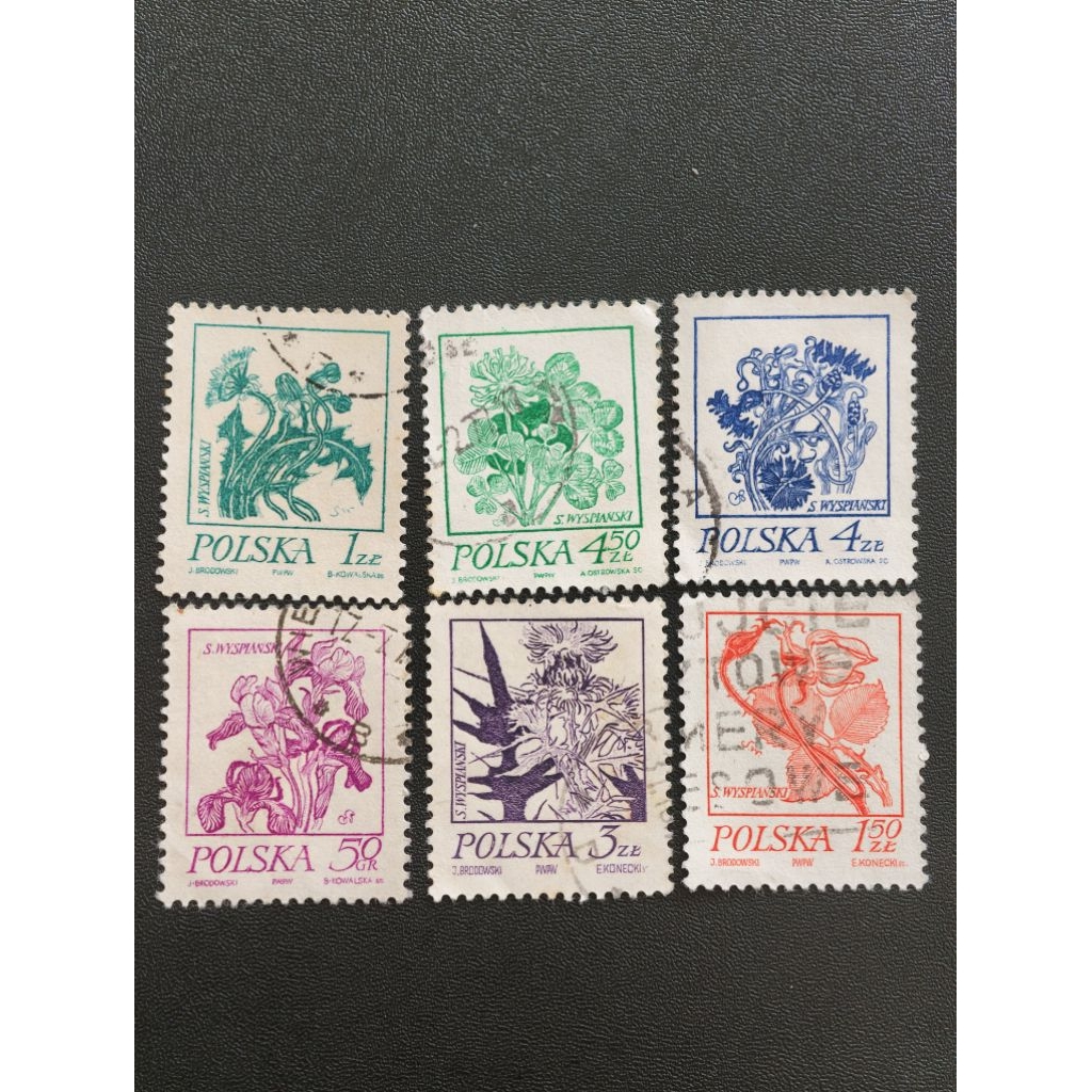 Poland21 Poland 1974 แสตมป์ดอกไม้ ครบชุด 6v ใช้แล้ว