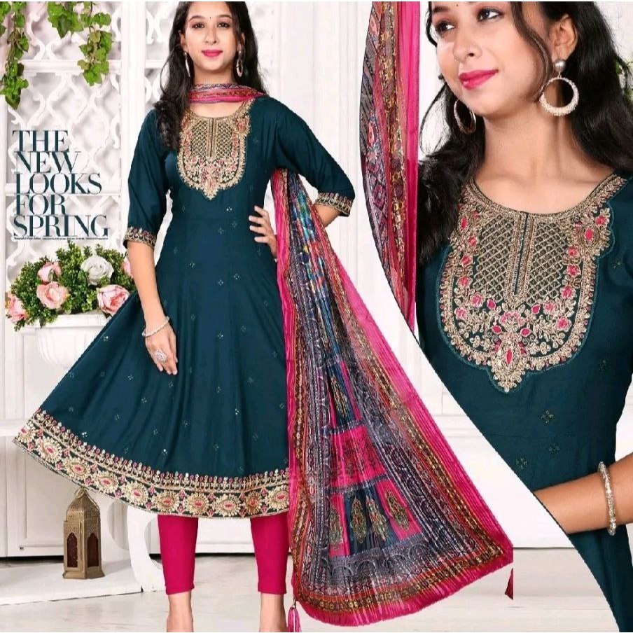 KIDS EMBROIDERED KURTIS พร้อม DUPPATA