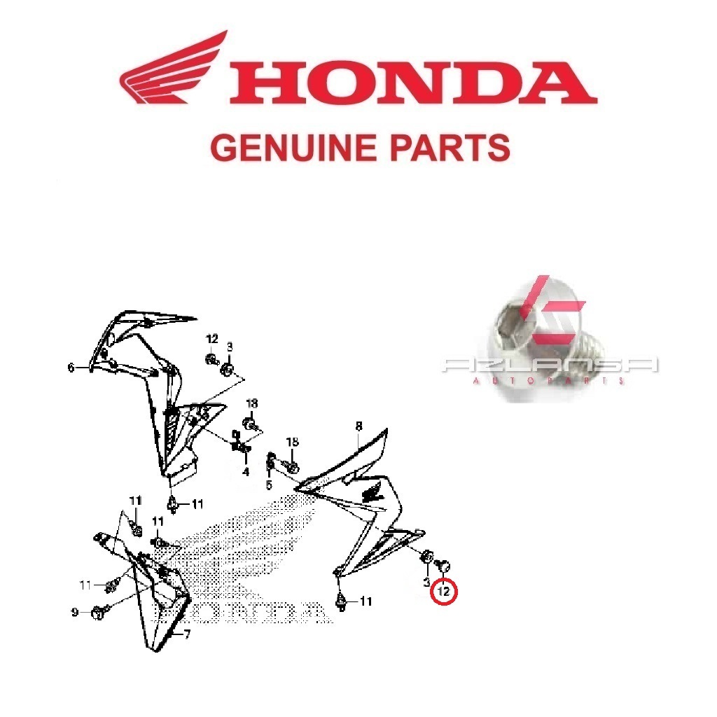 สกรูกระทะ 6x10 ( 90132-KPP-T00 ) RS150R V1 V2 V3, RS-X V1 V2, CBR150R, CBR250RR & CRF250 Rally 💯 อะไ