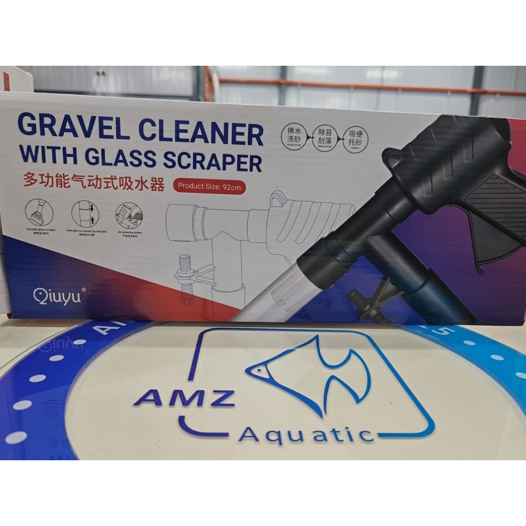 QIYU GRAVEL CLRANER WITH GLASS SCARAPER น้ํายาทําความสะอาดกระจก