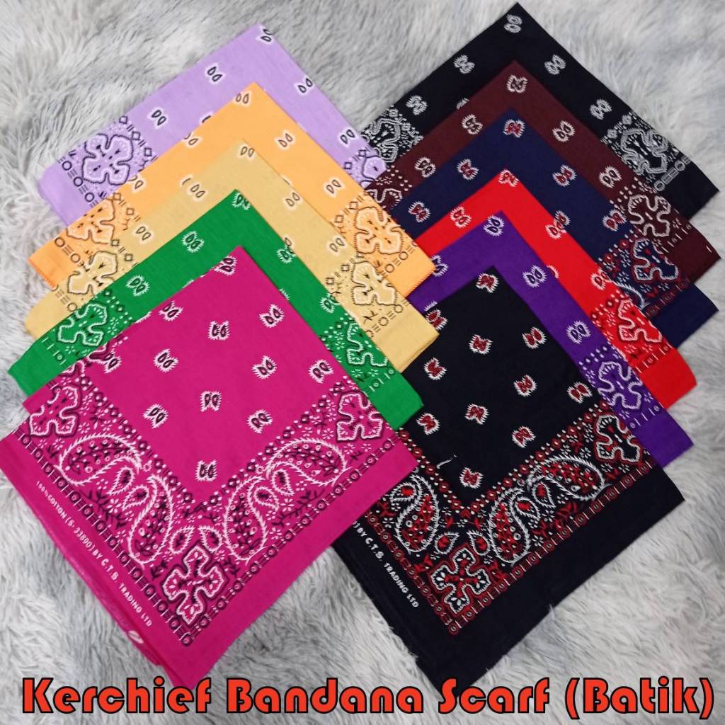 SFS Tudung Key Skarf Kain Ikat Kepala Batik Kerchief Scarves Bandana Hairwrap แถบคาดศีรษะหลายการออกแบบและสี