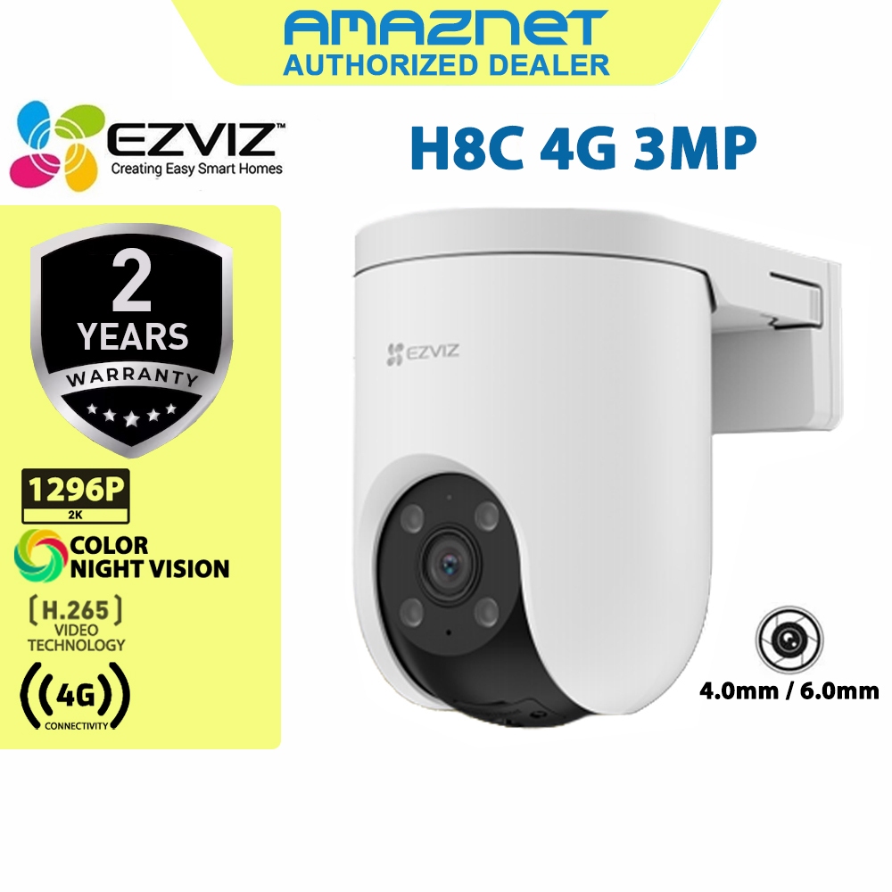 ใหม่ Ezviz H8C 4G 2K Pan & Tilt 4G กล้องสี Night Vision Weatherproof Design กลางแจ้ง 4G กล้องวงจรปิด