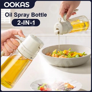 OOKAS Spray Minyak/2 IN 1Oil Sprayer Bottle 470ML?600ML Cooking Oil Sprayer Anti Drip Cooking/Baking/BBQ 喷油壶